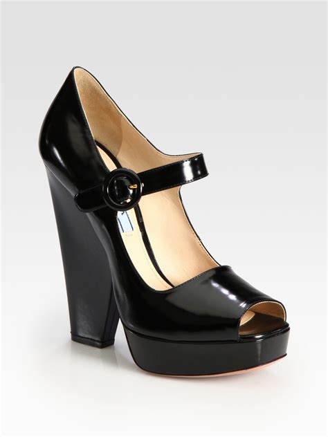 prada black patent leather shoes for women